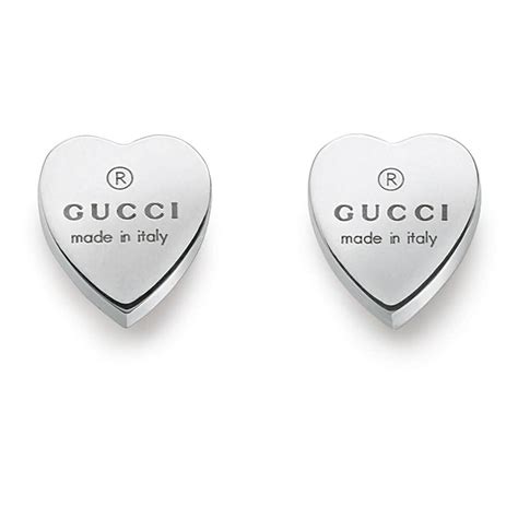 Gucci Trademark Silver Heart Stud Earrings 